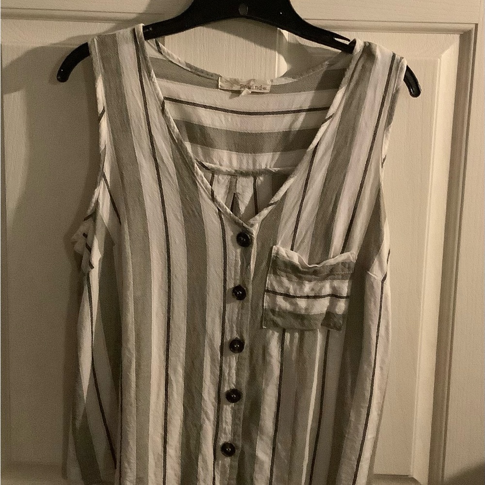 Rewind Brand sleeveless blouse, multi color, size large.